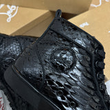 Authentic Christian Louboutin Black Cristal Python Sneakers 7UK 41 8US