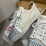 Authentic Christian Louboutin White Reflective Spikes Sneakers 10UK 44 11US
