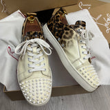 Authentic Christian Louboutin White Leopard Sneakers 9.5UK 43.5 9.5