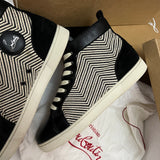 Authentic Christian Louboutin Beige Black Woven sneakers 9.5UK 9.5 43.5