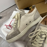 Authentic Christian Louboutin White Beige Woven Rantulow Sneakers 6UK 40 7US
