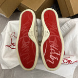 Authentic Christian Louboutin White Beige Woven Rantulow Sneakers 6UK 40 7US