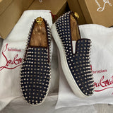 Authentic Christian Louboutin Denim Rollerboat Spikes Sneakers 7.5UK 8.5US 41.5