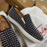 Authentic Christian Louboutin Denim Rollerboat Spikes Sneakers 7.5UK 8.5US 41.5