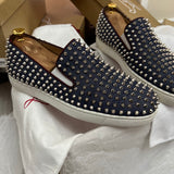 Authentic Christian Louboutin Denim Rollerboat Spikes Sneakers 7.5UK 8.5US 41.5