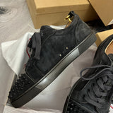 Authentic Christian Louboutin Grey Fusain Junior Spikes sneaker 8.5UK 42.5 9.5US