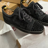 Authentic Christian Louboutin Grey Fusain Junior Spikes sneaker 8.5UK 42.5 9.5US