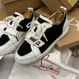 Authentic Christian Louboutin Rantulow white Black leather Mesh sneaker 8UK 42 9US