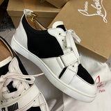Authentic Christian Louboutin Rantulow white Black leather Mesh sneaker 8UK 42 9US
