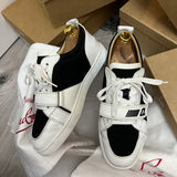 Authentic Christian Louboutin Rantulow white Black leather Mesh sneaker 8UK 42 9US
