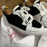 Authentic Christian Louboutin Rantulow white Black leather Mesh sneaker 8UK 42 9US