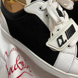 Authentic Christian Louboutin Rantulow white Black leather Mesh sneaker 8UK 42 9US