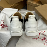 Authentic Christian Louboutin Rantulow white Black leather Mesh sneaker 8UK 42 9US