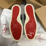 Authentic Christian Louboutin Rantulow white Black leather Mesh sneaker 8UK 42 9US