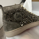 Authentic Christian Louboutin Grey Pik Pik Suede Spikes Sneakers 7UK 41 8US