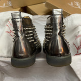 Authentic Christian Louboutin Silver Patent Leather Spikes Sneakers 7UK 41 8US
