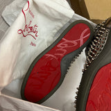 Authentic Christian Louboutin Silver Patent Leather Spikes Sneakers 7UK 41 8US