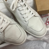 Authentic Christian Louboutin White Grained Leather Sneakers 11UK 45 12US