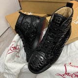 Authentic Christian Louboutin Black Cristal Python Sneakers 7UK 41 8US