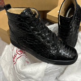 Authentic Christian Louboutin Black Cristal Python Sneakers 7UK 41 8US