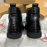 Authentic Christian Louboutin Black Cristal Python Sneakers 7UK 41 8US