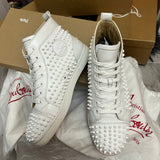 Authentic Christian Louboutin White Leather Spikes Sneakers 9UK 43 10US