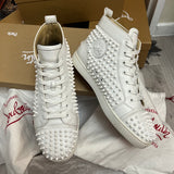 Authentic Christian Louboutin White Leather Spikes Sneakers 9UK 43 10US