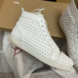 Authentic Christian Louboutin White Leather Spikes Sneakers 9UK 43 10US