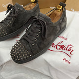 Authentic Christian Louboutin Shadow Grey Junior Suede spike sneakers 8UK 42 8