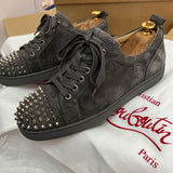Authentic Christian Louboutin Shadow Grey Junior Suede spike sneakers 8UK 42 8