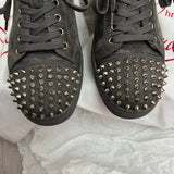 Authentic Christian Louboutin Shadow Grey Junior Suede spike sneakers 8UK 42 8
