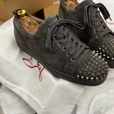 Authentic Christian Louboutin Shadow Grey Junior Suede spike sneakers 8UK 42 8