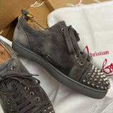 Authentic Christian Louboutin Shadow Grey Junior Suede spike sneakers 8UK 42 8