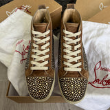 Authentic Christian Louboutin Beige Suede Strass Sneakers 7.5UK 41.5 8.5US