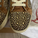 Authentic Christian Louboutin Beige Suede Strass Sneakers 7.5UK 41.5 8.5US