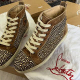 Authentic Christian Louboutin Beige Suede Strass Sneakers 7.5UK 41.5 8.5US