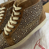 Authentic Christian Louboutin Beige Suede Strass Sneakers 7.5UK 41.5 8.5US