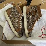 Authentic Christian Louboutin Beige Suede Strass Sneakers 7.5UK 41.5 8.5US