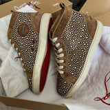 Authentic Christian Louboutin Beige Suede Strass Sneakers 7.5UK 41.5 8.5US