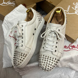 Authentic Christian Louboutin White Snow Seavaste Leather Spikes 9UK 9 43 10US