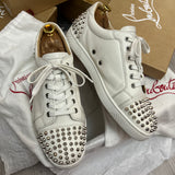 Authentic Christian Louboutin White Snow Seavaste Leather Spikes 9UK 9 43 10US